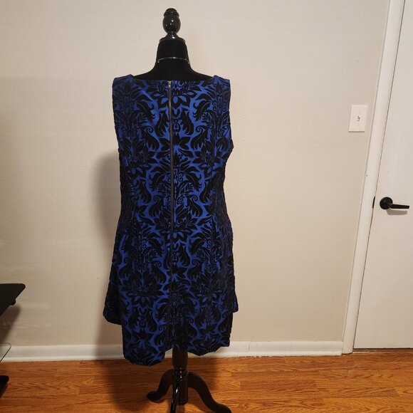 Chubby Style Blue Velvet Flocked Sleeveless Dress Plus Size 22W Pockets - Picture 4 of 5